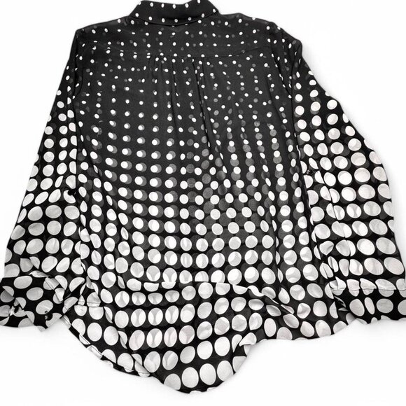 Black and white polka dot button down shirt, size large. Retro workwear - Picture 2 of 8